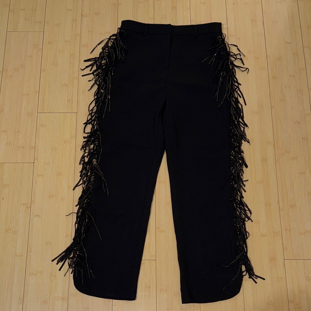 Black Fringe Women's Pants